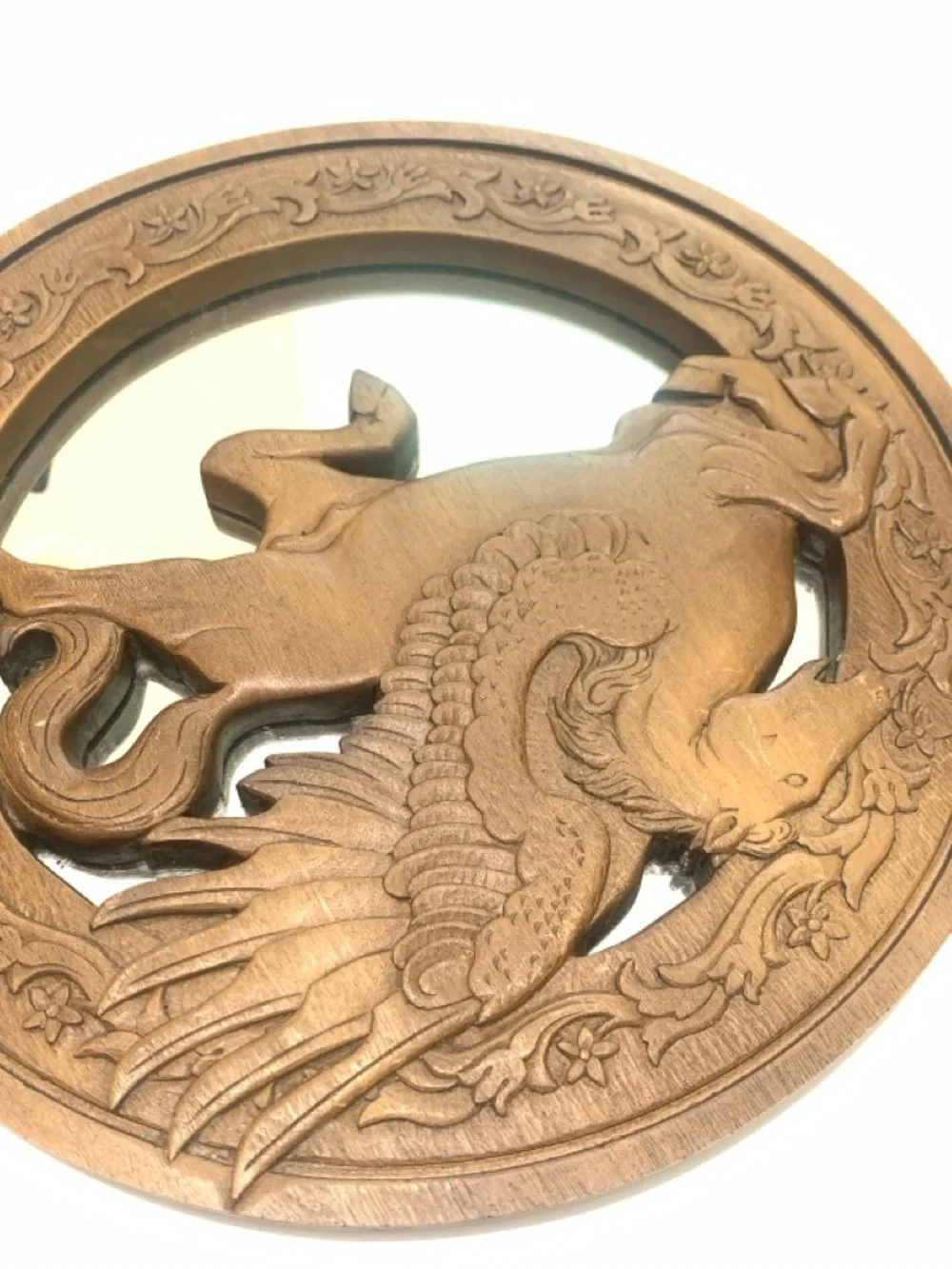 Wooden Pegasus Mirror - Brown